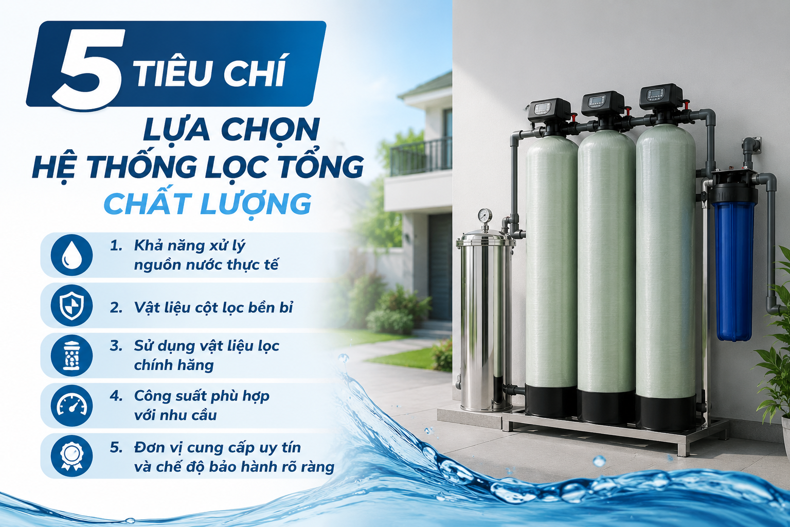 5 tiêu chí lựa chọn hệ thống lọc tổng chất lượng