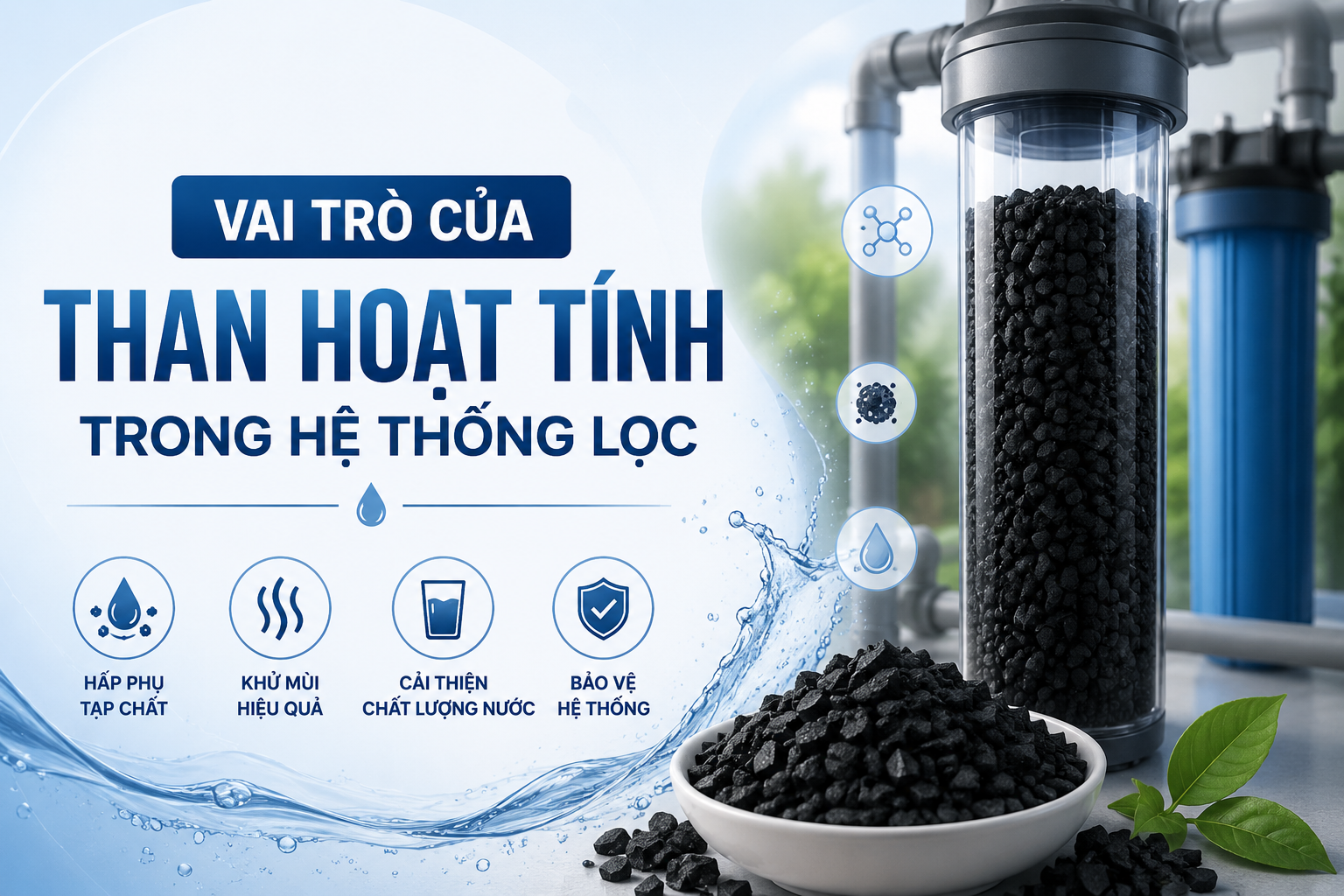 Vai trò của than hoạt tính trong hệ thống lọc.