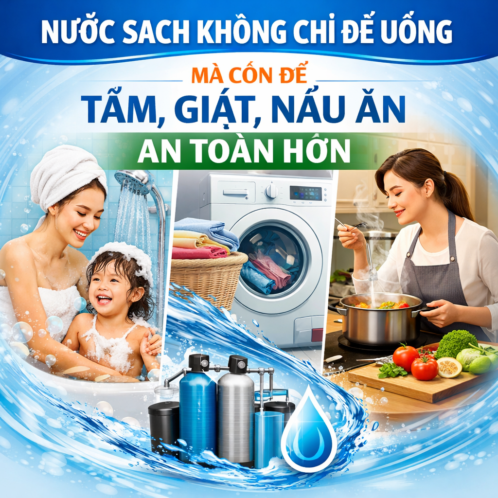 Nước sạch không chỉ để uống mà còn để tắm, giặt, nấu ăn an toàn hơn mỗi ngày
