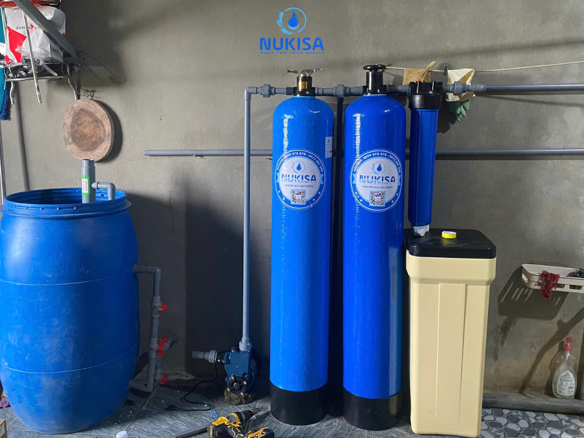 Lắp đặt hệ thống lọc tổng 2 cột van cơ cho gia đình chị Minh, Diễn Thịnh